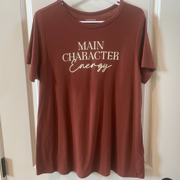 🎉 HOST PICK🎉Torrid Madder Brown Color Main Character Everyday Jersey Crew Tee - Picture 2 of 6